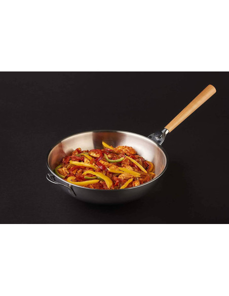 Mastrad O'Wok Gourmet stainless steel wok with removable handle and grill