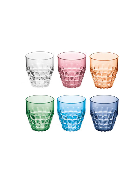Sett med 6 Guzzini Tiffany flerfargede akrylglass 350 ml