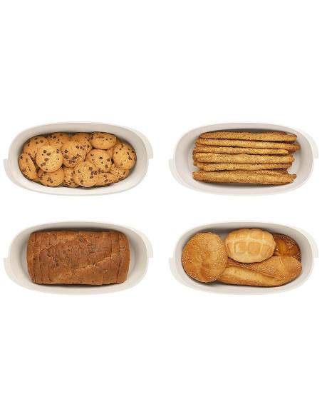 Guzzini Tierra white bread box in recycled bottles and bamboo