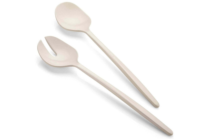 Guzzini Tierra white salad servers in recycled bottles 28cm