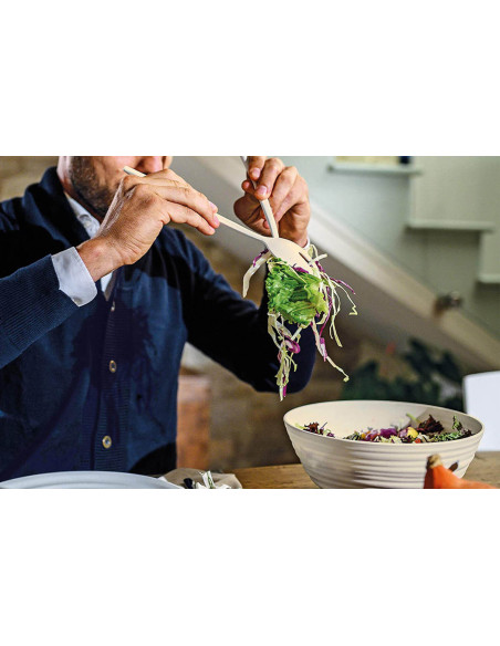 Guzzini Tierra white salad servers in recycled bottles 28cm