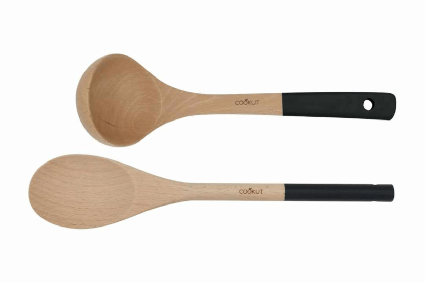 Conjunto de colher de cozinha e espátula de madeira Cookut em preto grafite