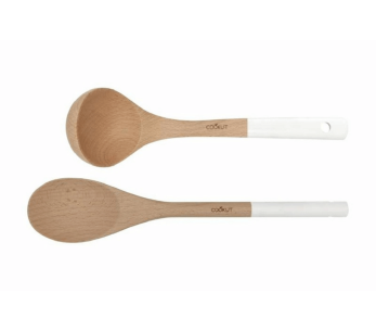Cookut MJUBL Juego de cuchara y cucharón de madera de 6,5cl en blanco polar