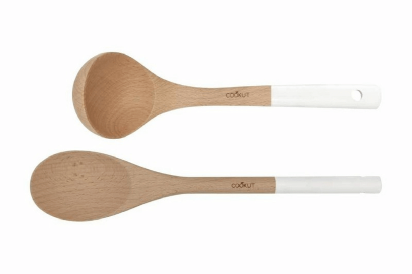 Cookut MJUBL Juego de cuchara y cucharón de madera de 6,5cl en blanco polar