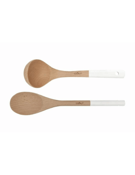Cookut MJUBL Juego de cuchara y cucharón de madera de 6,5cl en blanco polar