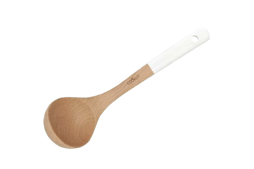 Cookut MJUBL Juego de cuchara y cucharón de madera de 6,5cl en blanco polar