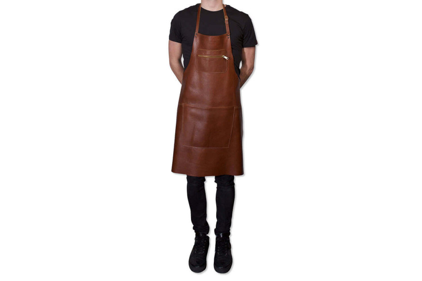 Grembiule da cucina in pelle DutchDeluxes con tasca con zip