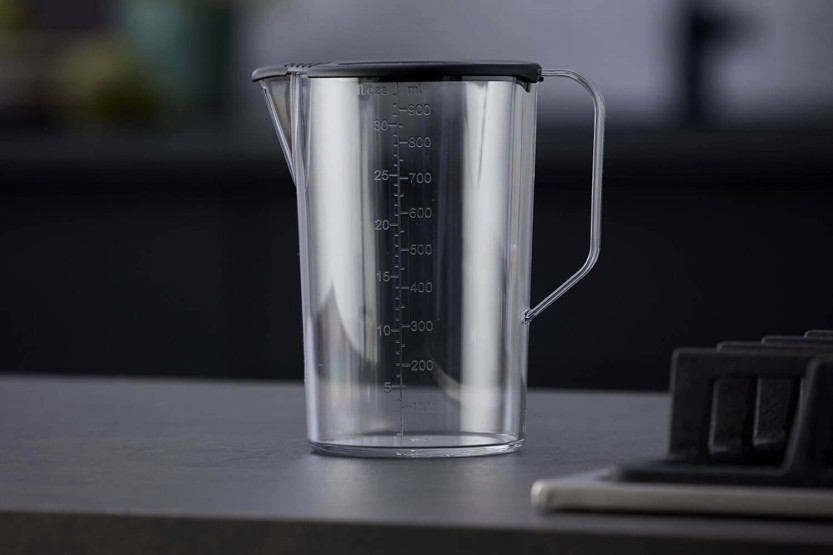 1L graderad kanna med handtag och lock för Bamix-blender