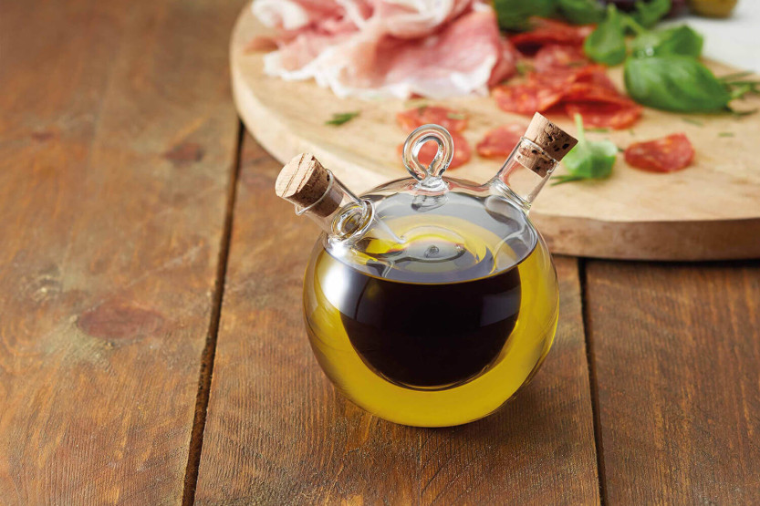 2 in 1 KitchenCraft round oil and vinegar bottle