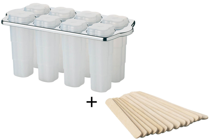 Mould for 8 KitchenCraft ice lollies + 16 wooden sticks