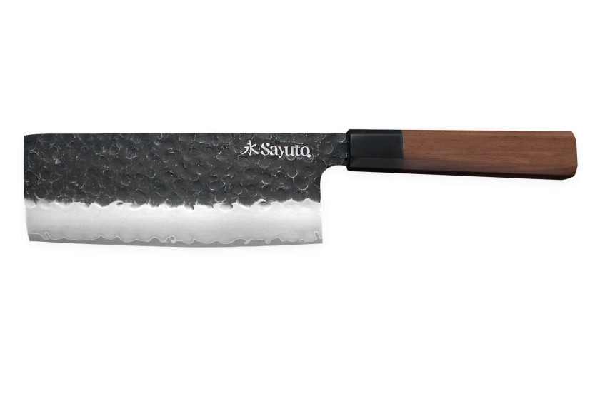 nakiri knife Sayuto Séquoia San Mai martelé 17cm