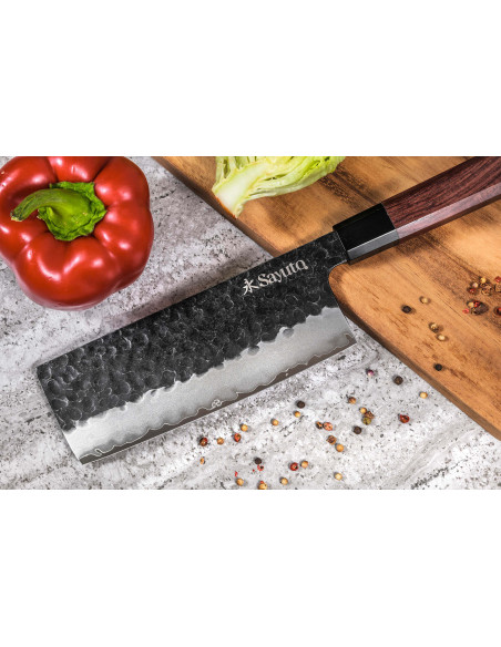 cuchillo nakiri Sayuto Séquoia San Mai martelé 17cm