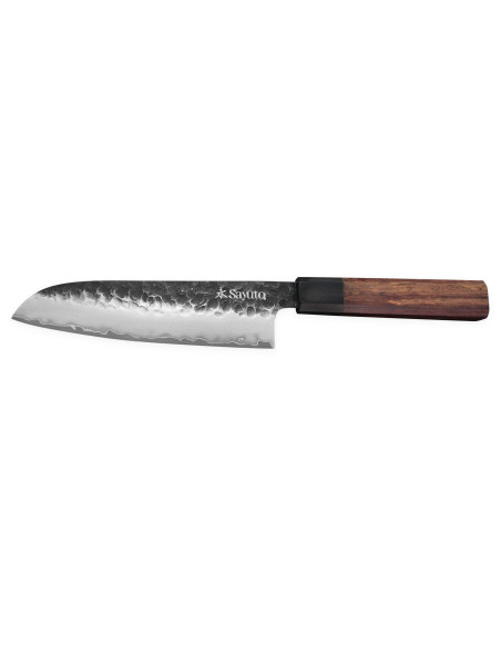 Sayuto Sequoia San Mai faca santoku martelada de 18 cm