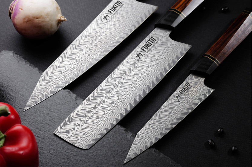 Coltello da chef kiritsuke Fukito Desert Damascus 67 strati 21 cm