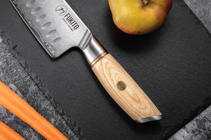 santokumesser Fukito Pakka San Mai mit Kullen 18cm