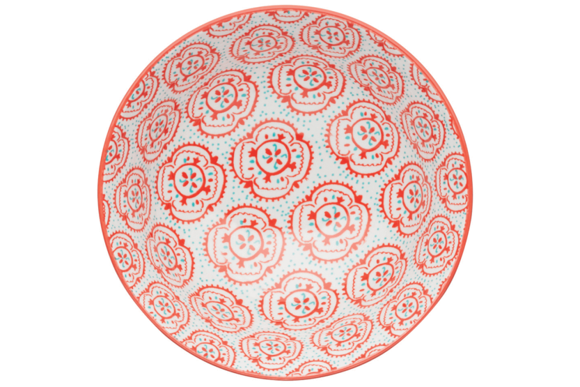 KitchenCraft glazed stoneware bowl, yellow and red floral motif