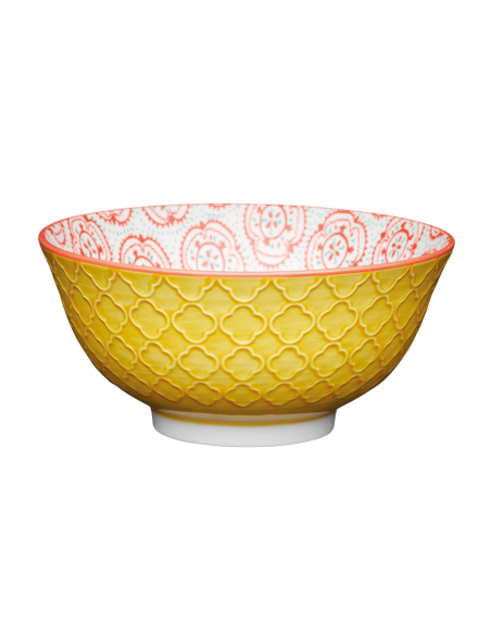 KitchenCraft glazed stoneware bowl, yellow and red floral motif