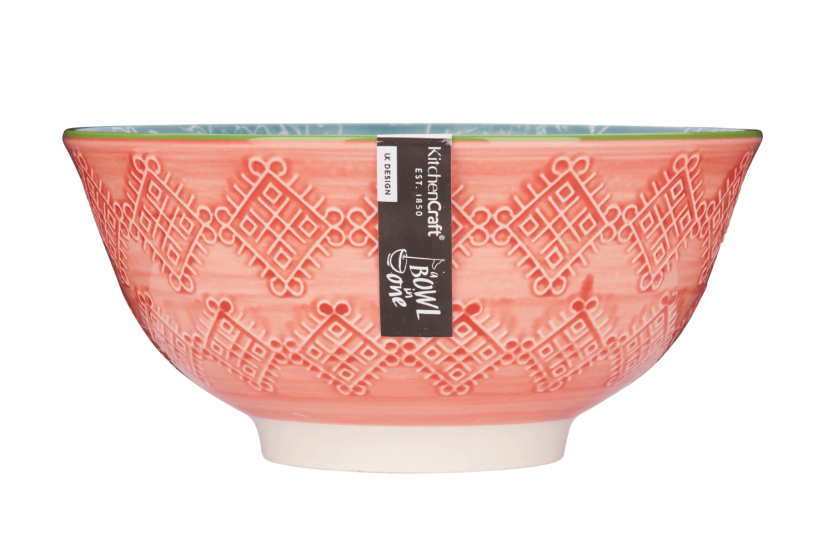Kitchen Craft glazed stoneware bowl with grey and red floral motif