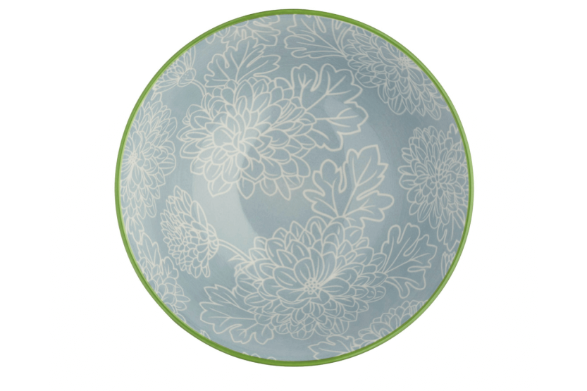 Taça em grés vitrificado Kitchen Craft com motivos florais cinzentos e vermelhos