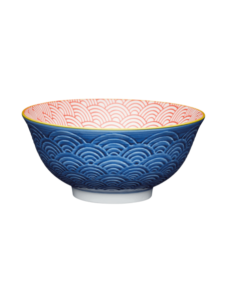 Ciotola in gres smaltato KitchenCraft con motivo di fiocco blu e rosso