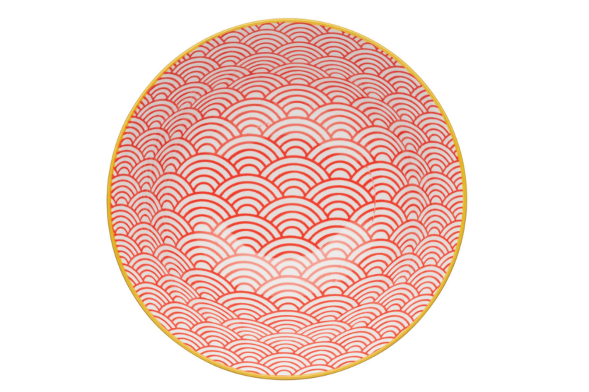 Ciotola in gres smaltato KitchenCraft con motivo di fiocco blu e rosso
