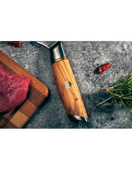 Fukito Olive Damascus 14Cr 15cm boning knife
