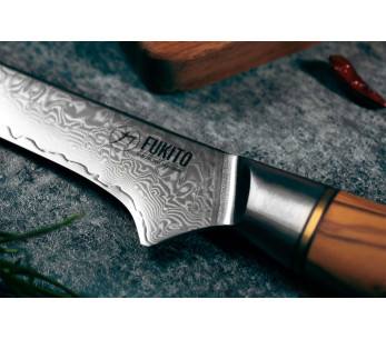 Fukito Olive Damascus 14Cr 15 cm utbeiningskniv 2