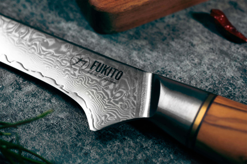 Faca de desossar Fukito Olive Damascus 14Cr 15cm