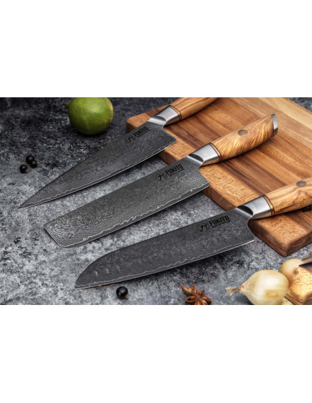 Coltello da disosso Fukito Olive Damascus 14Cr 15 cm