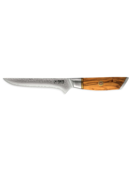 Fukito Olive Damascus 14Cr 15cm boning knife
