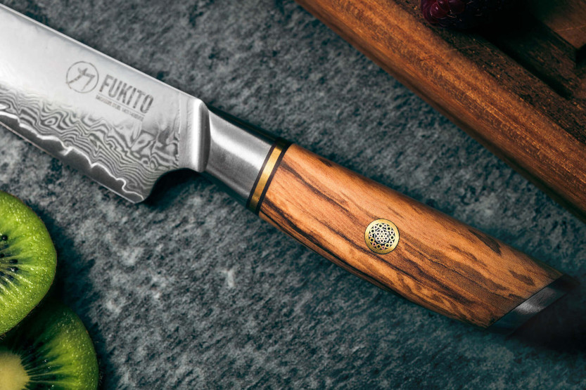 Fukito Olive Damascus 14Cr 13cm universalkniv