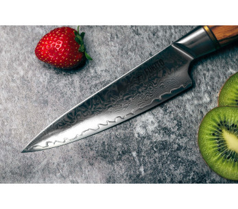 Faca universal Fukito Olive Damascus 14Cr 13cm 2