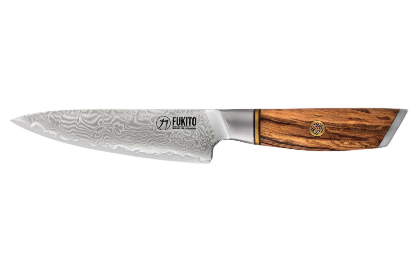 Faca universal Fukito Olive Damascus 14Cr 13cm