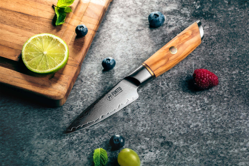 Fukito Olive Damascus 14Cr 9cm spelucchino