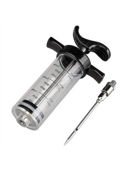 Ergonomic sauce syringe with 7.5cm stainless steel needle