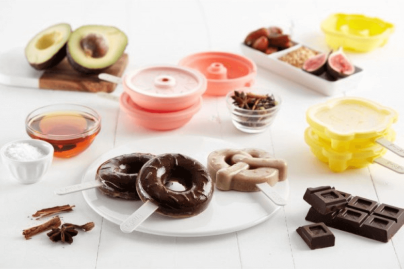 Set de 4 moldes de silicona para helado Lékué - Formas de donut y pretzel