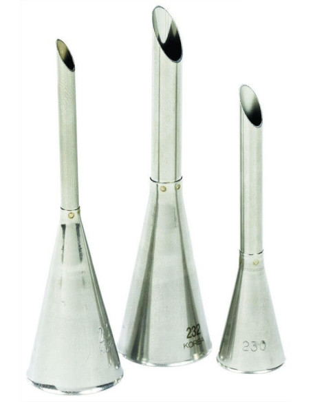 Conjunto de 3 bicos de aço inoxidável para recheio de massa choux - Ø 4, 6 e 8