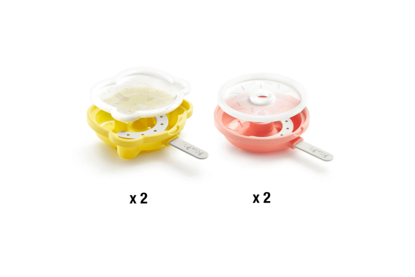 Set aus 4 Eisformen Lékué aus Silikon - Donut- und Brezelformen