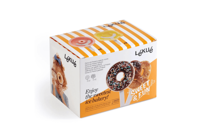 Set de 4 moldes de silicona para helado Lékué - Formas de donut y pretzel