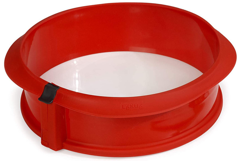 Aftagelig Lékué 23 cm rød silikoneform + keramisk plade