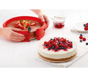 Avtakbar Lékué 23 cm rød silikonform + keramisk plate 2