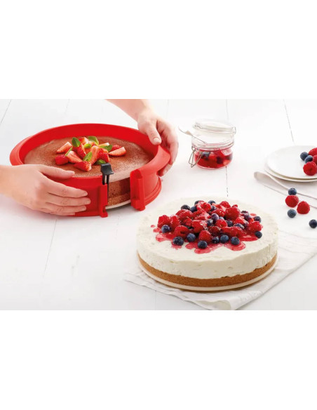 Avtakbar Lékué 23 cm rød silikonform + keramisk plate