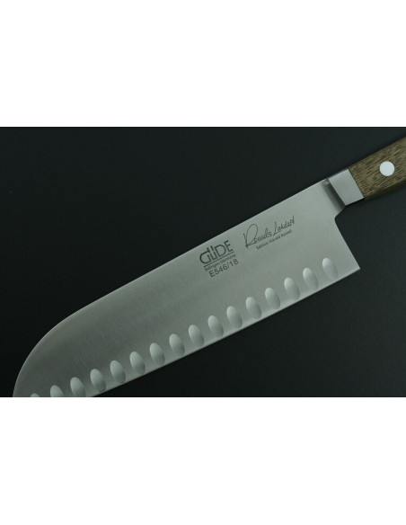 Güde Alpha Eiche 18cm Santokumesser mit Kullenschliff aus geschmiedetem Stahl
