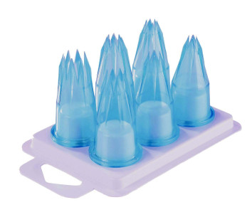 Set of 6 blue polycarbonate fluted sockets