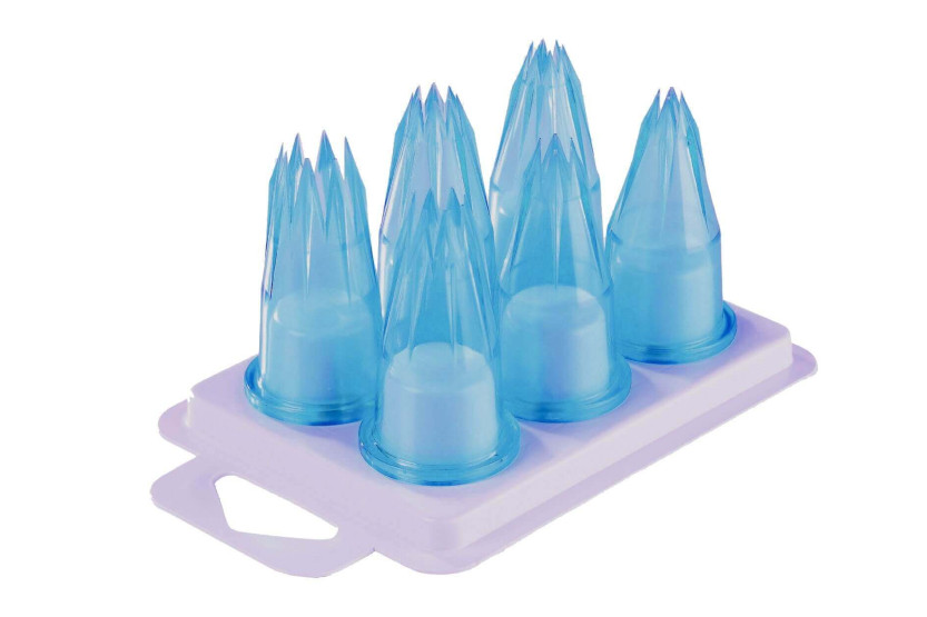 Set of 6 blue polycarbonate fluted sockets