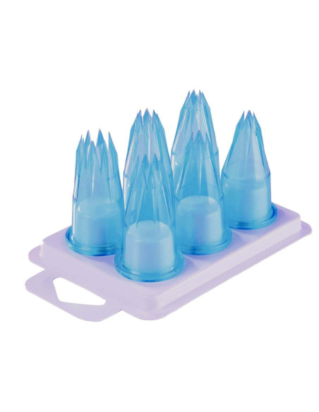Set of 6 blue polycarbonate fluted sockets