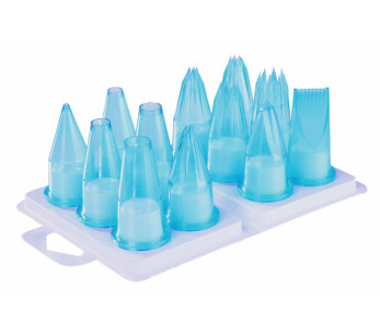 Assortimento di 12 prese per pasticceria e cucina in policarbonato blu