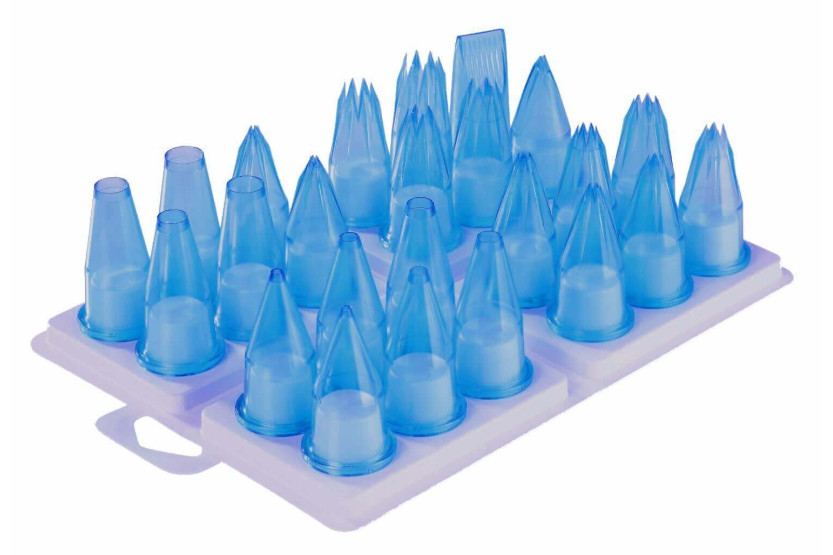 Assortment of 24 blue polycarbonate pastry/kitchen sockets