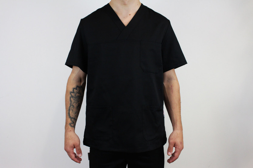 Egochef Leonardo svart kortärmad unisex köksjacka i polyester och bomull
