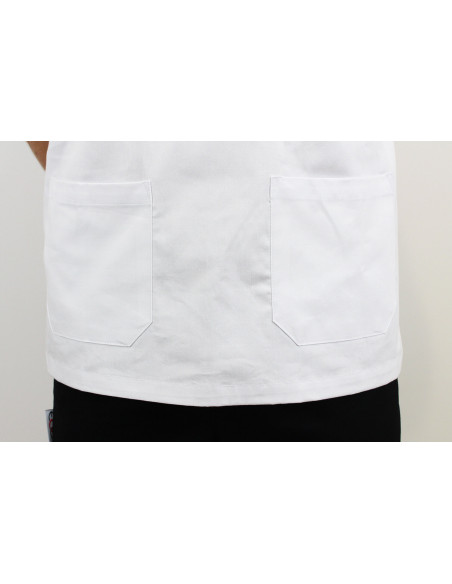 Chaqueta de cocina unisex de manga corta Egochef Leonardo blanca 100% algodón